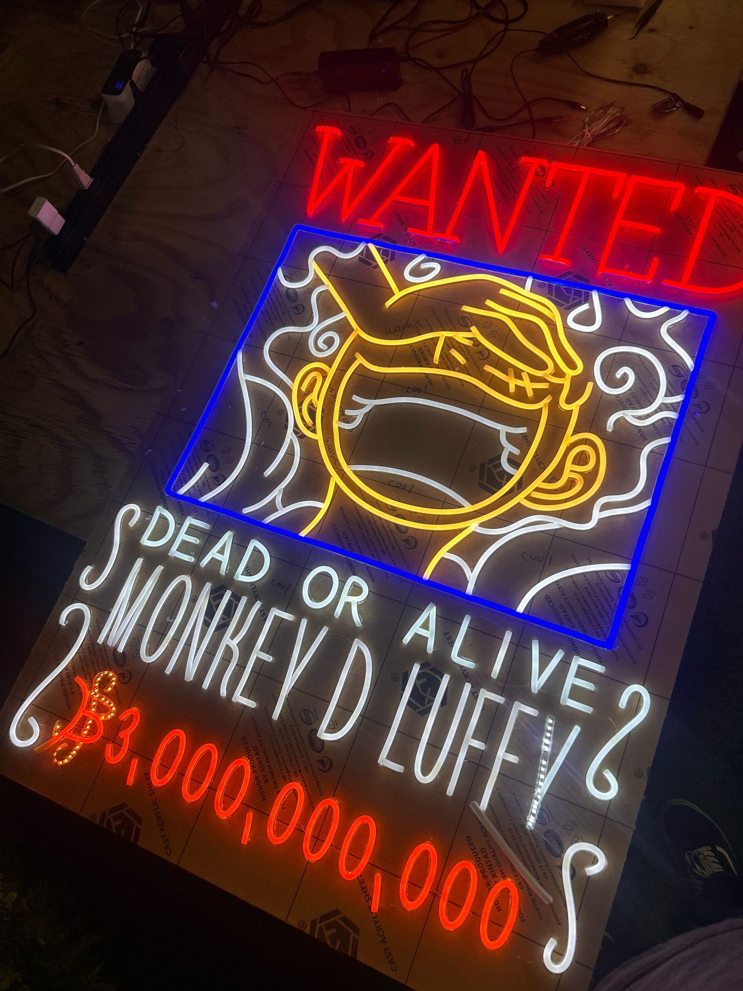 Luffy Wanted Poster LED Sign