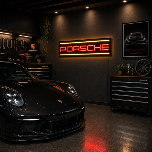 Porsche LED Neon Sign – Garage Wall Decor