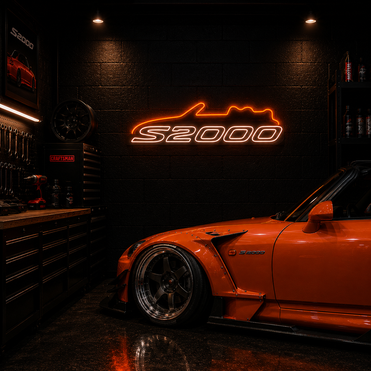 Honda S2000 LED Neon Sign – Garage Wall Decor