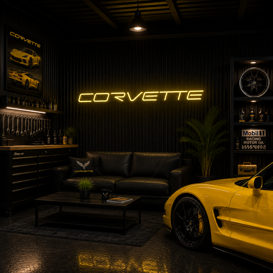 Corvette LED Neon Sign – Garage Wall Decor