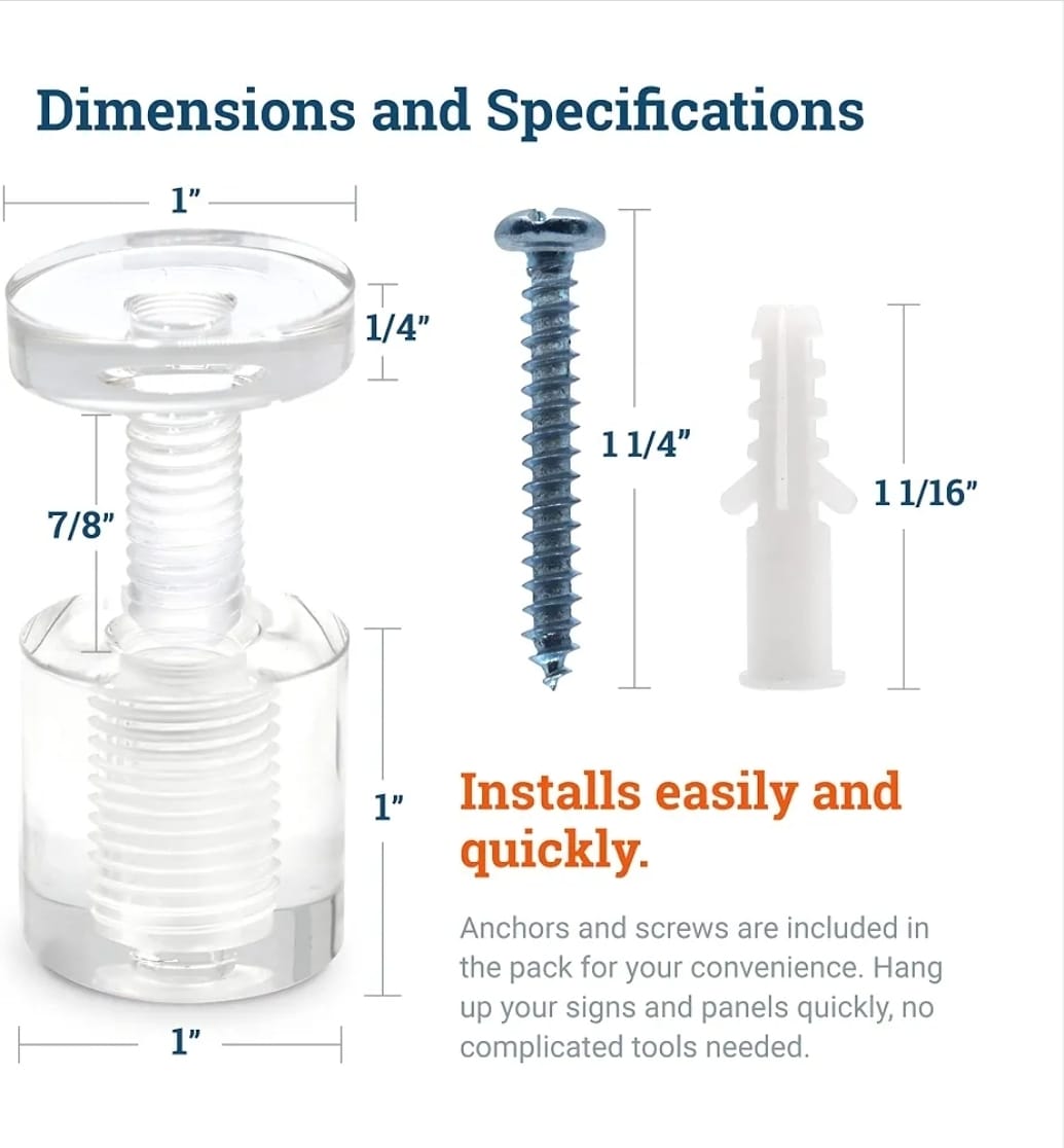 Regular 4 x Standoffs Transparent / Stainless spacers